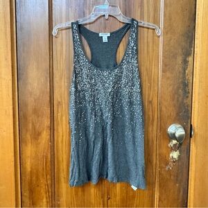 Old Navy Charcoal Grey Sequin Tank Top Racer Back Y2K S